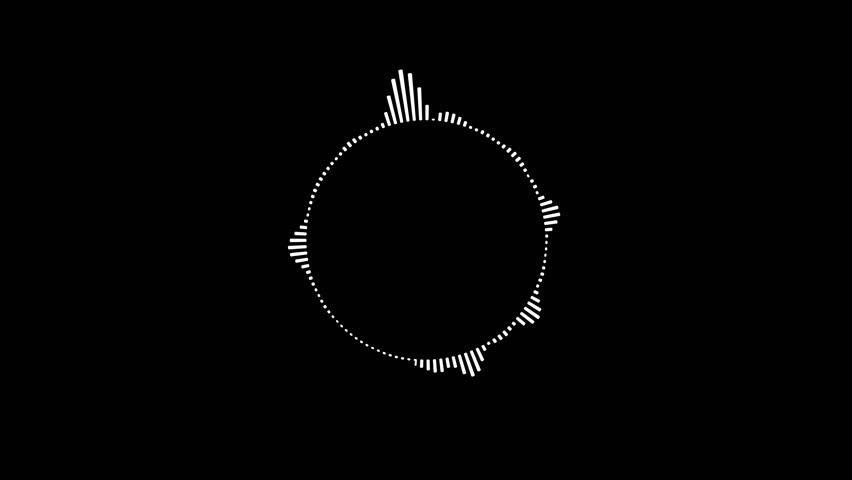 A graphic circular loop of rhythmic audio frequency sound waves in the background