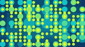 Vibrant abstract grid pattern with flashing and blinking green and turquoise circles - background animation in the style of 70s - Powered by Shutterstock - Get 15% off with code: PIKWIZARD15
