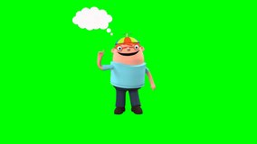 3D green screen animation of Neradi character with a thinking bubble pose, ideal for creative digital content, ideas, imagination, and concept scenes. - Powered by Shutterstock - Get 15% off with code: PIKWIZARD15