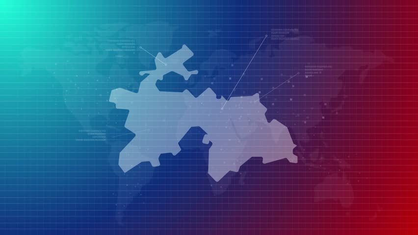 Tajikistan map futuristic country shape connected global map with blue gradient background