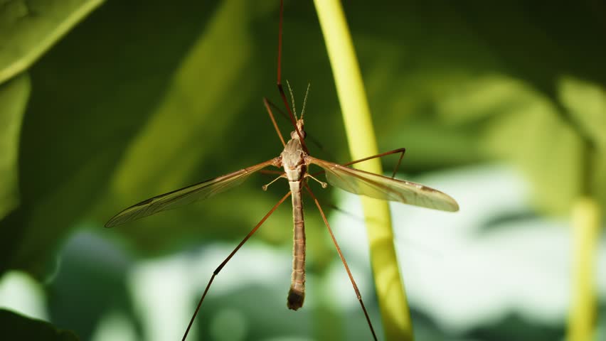 Crane fly Daddy long legs extreme close up stock footage