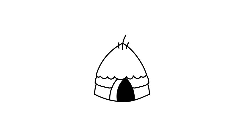 Sketchy style animated icon denoting native hut structure
