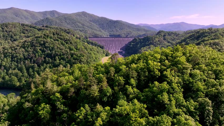 push in revealing tallest dam in eastern united states fontana dam