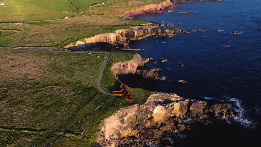 Scenic view from The Blasket Centre platform - Dingle - Co. Kerry - 4K Cinematic Drone Footage 07