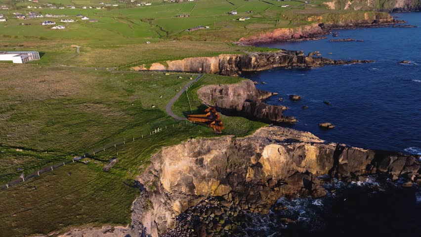 Scenic view from The Blasket Centre platform - Dingle - Co. Kerry - 4K Cinematic Drone Footage 06