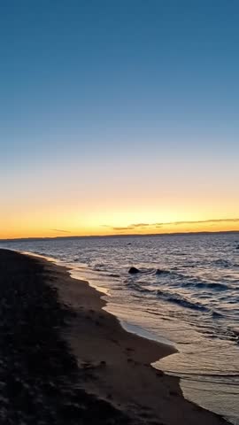 Golden summer sunset on Lake Michigan