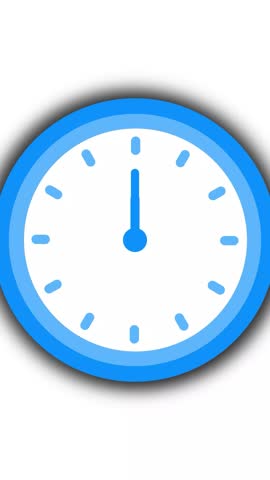 Time lapse clock animation on clean white background showing fast-moving clock hands, perfect for countdown videos, time passing effects, or scheduling visuals.