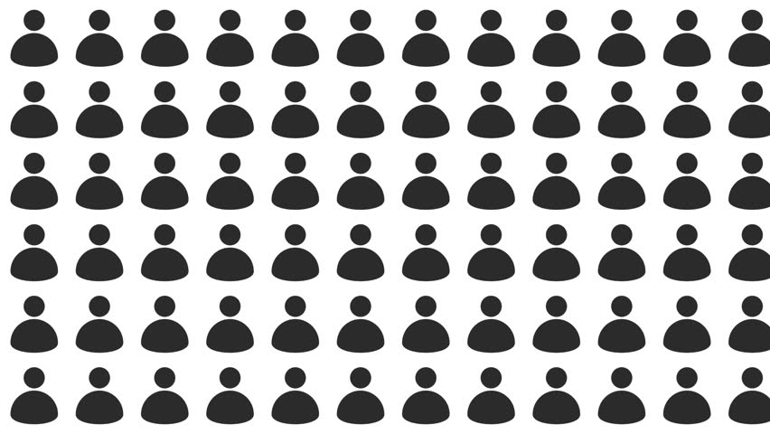 Bunch of user icons motion animation on a white background