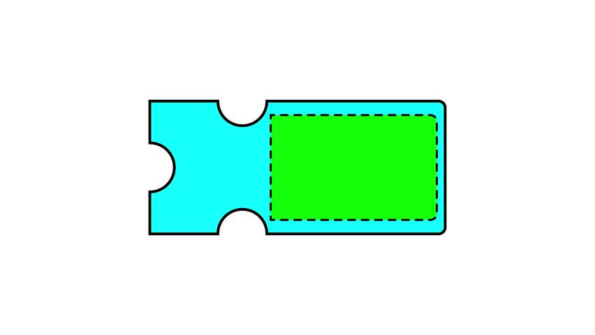 Ticket coupon paper animation with greenscreen.