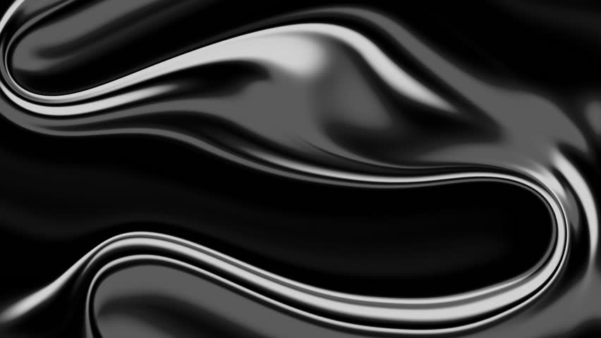 Abstract black liquid. Black wave background. Plastic background. Black luxury texture. Oil, petroleum, rock-oil. Silk, satin. 4k 60fps VJ loop. Glare view through glass. Black relaxing