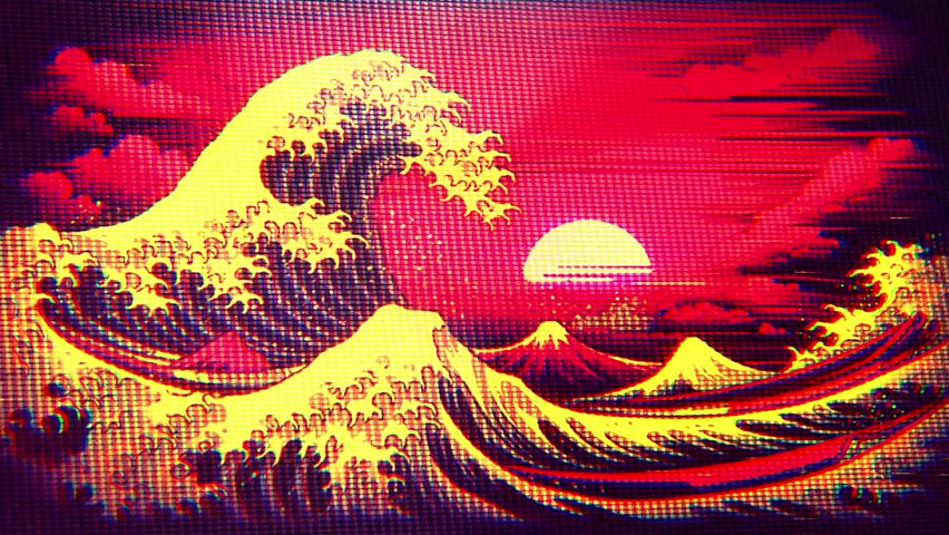 The Great Wave Off Kanagawa Art Abstract Animation