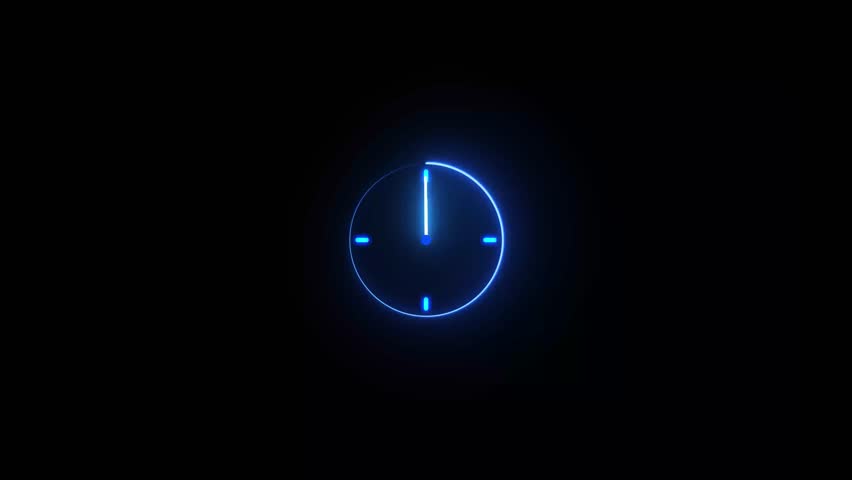 Glowing neon Clock icon animation. Analog wall clock sign background 4k animation. - Powered by Shutterstock - Get 15% off with code: PIKWIZARD15