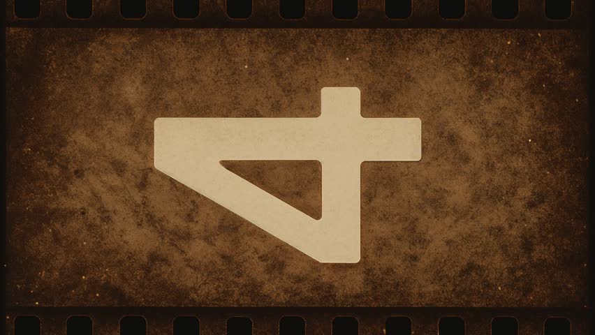 Four to zero five seconds decrease number countdown timer with vintage or retro film frame style design. Old digital cinema or movie reel backwards count down animation.