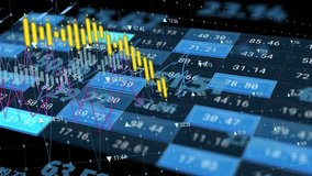 Abstract 4K animation showing stock market data, financial growth, and volatility. Ideal for digital finance, economic trends, and business analytics visuals. - Powered by Shutterstock - Get 15% off with code: PIKWIZARD15
