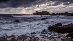 Dramatic Coastal Seascape with Stormy Waves and Rocky Outcrop - Powered by Shutterstock - Get 15% off with code: PIKWIZARD15