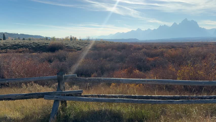 Wonderful view of the mountains in Grand Teton National Park during the fall