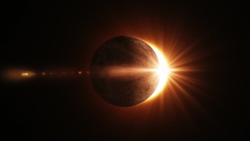 total solar eclipse phenomenon in dark sky