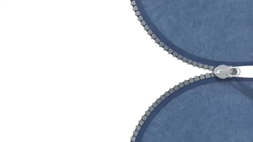 animated video of zipper opening and closing isolated in white