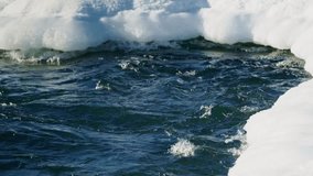 Experience the mesmerizing flow of a winter river, gracefully winding through the landscape, surrounded by stunning glistening ice formations, truly showcasing natures beauty and its movement - Powered by Shutterstock - Get 15% off with code: PIKWIZARD15