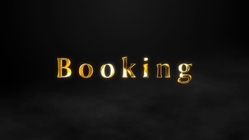 Booking Gold Text Animation | Elegant Golden Title Reveal on Dark Background Luxury Cinematic Text Animation for Intros, Promos, Commercials Wedding Event Videos 4K.
