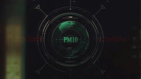 PM10 Air Pollution Animated Icon with Futuristic HUD Display. Perfect for environmental projects, documentaries, or news reports. - Powered by Shutterstock - Get 15% off with code: PIKWIZARD15