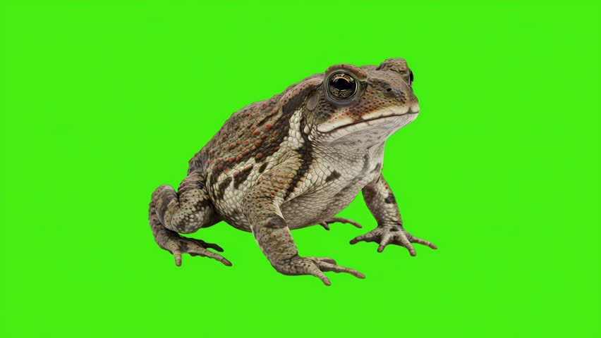 Toad on Green Screen Background Realistic Amphibian Full Body Isolated	