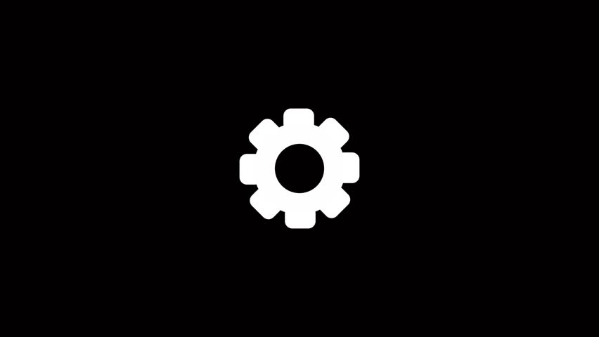 Abstract neon setting icon, Cogwheel with wrench spanner symbol animation. Update neon setting icon setup animation in black background screen. Glowing neon line setting icon with spinning gears icon