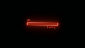 Neon loading bar icon animation. abstract glowing neon loading bar animation on black background. Digital download progress or status bar of the digital interface head-up display, neon indicator. - Powered by Shutterstock - Get 15% off with code: PIKWIZARD15