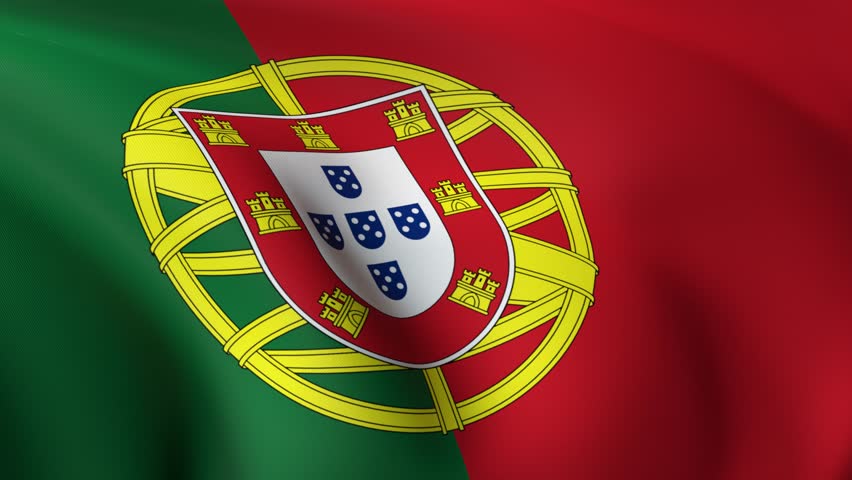 Portuguese flag, slow motion loop animation, full screen - 3D rendering, 4K