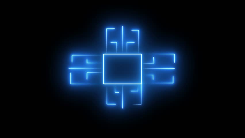 simple logotype CPU icon animation. Microchip line icon, computer processor icon, simple logotype .