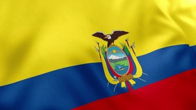 Realistic waving flag of Ecuador, yellow, blue, red stripes, coat of arms. South American nation symbol, Quito, patriotism, Ecuador - Powered by Shutterstock - Get 15% off with code: PIKWIZARD15