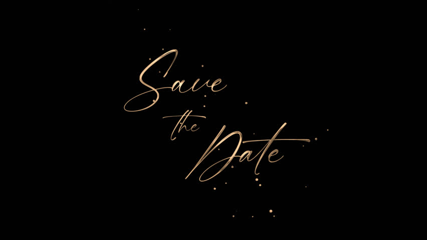 Elegant "Save the Date" text animation in 4K with alpha channel. Perfect for wedding invites, romantic openers, or event promos. 5 clips, 30 FPS, 7 seconds each.