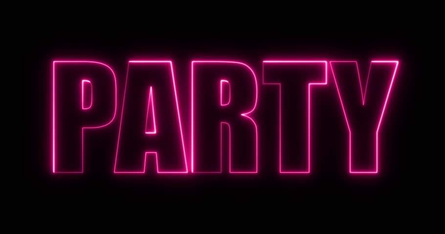 Neon Text Animation With Word PARTY for Event Promo and Celebration Ads