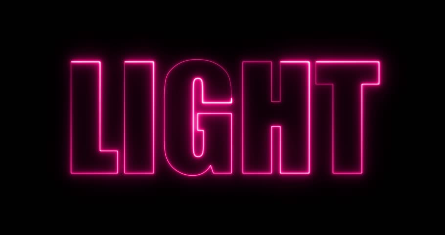 Neon Text Animation With Word LIGHT for Promo, Signage, and Visual Ads