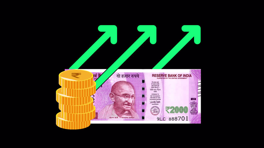 ₹2000 Rupee Wealth Animation – High-Value Indian Currency for Investment Themes, ideal for finance, banking, economy, and budget visuals with transparent background.