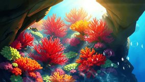 Underwater Coral Reef View with Colorful Marine Life and Sunlit Water - Powered by Shutterstock - Get 15% off with code: PIKWIZARD15