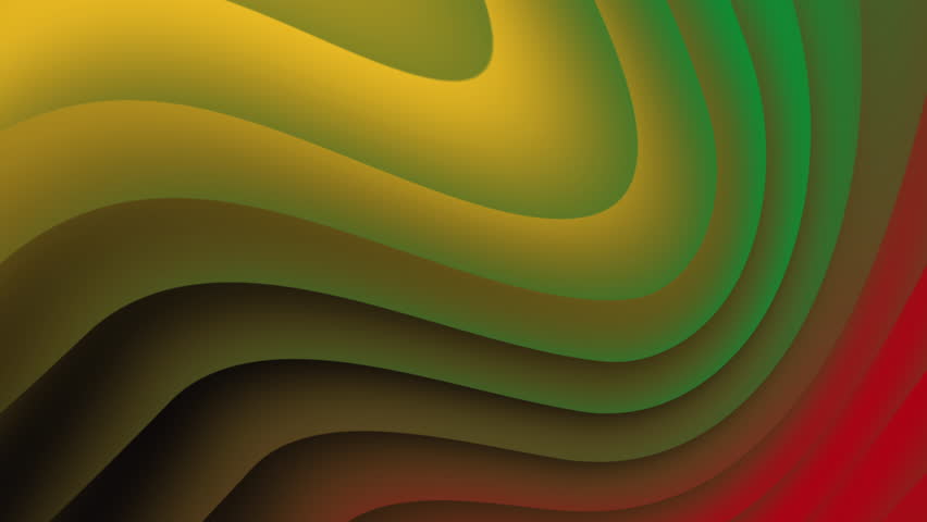 Wavy abstract lines in red, green, and yellow colors with dynamic movements perfect For Juneteenth freedom day, Black History Month background.