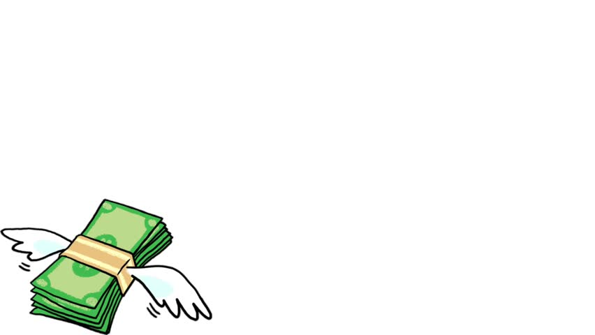 Watch as animated money takes flight on its own wings, symbolizing financial freedom and fleeting wealth.