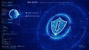 Futuristic cyber security interface with digital shield, binary code, and global network connection on a high-tech blue background. - Powered by Shutterstock - Get 15% off with code: PIKWIZARD15