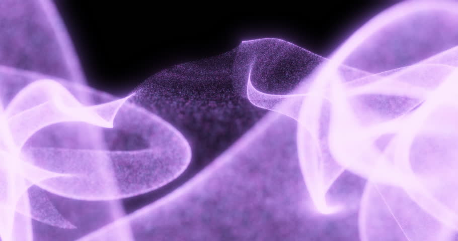 Metamorphoses of tissue from particles. Curls of colored smoke. Abstract Animation