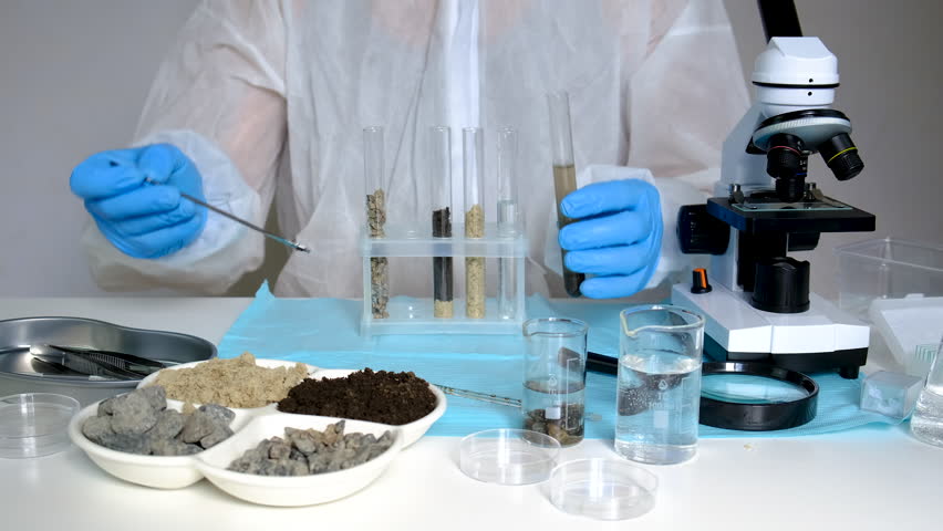 Soil testing in the laboratory. Selective focus.
