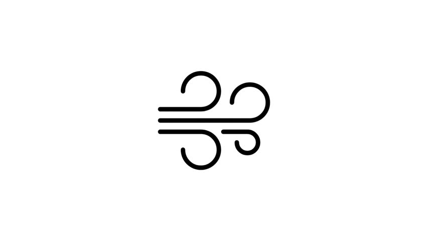 Wind icon animation. Windy weather icon. Wind icon in white background. Icon animation.