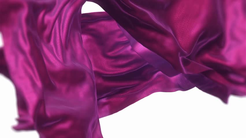 Elegant flowing magenta silk fabric with detailed textures and light reflections