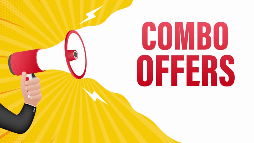 Announcement of combo offers through megaphone with animated graphic design