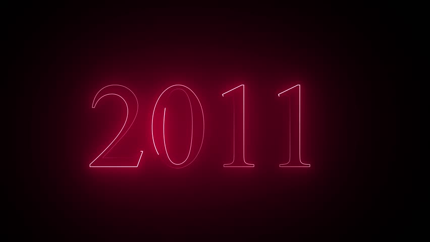 2011 neon line text. Abstract 2011 neon text animation, glowing text animation black background