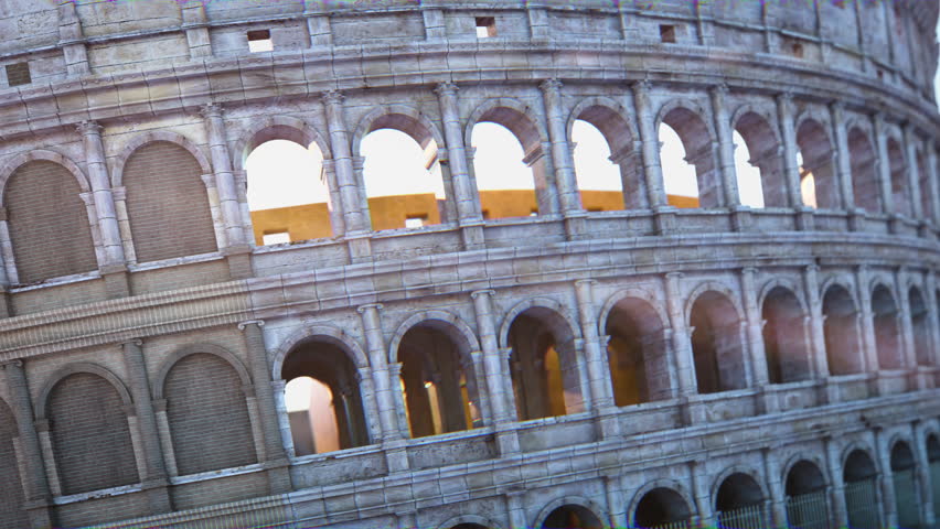Colosseum, Coliseum arched windows. Symbol of Rome and Italy, 3d animation. 3D Illustration