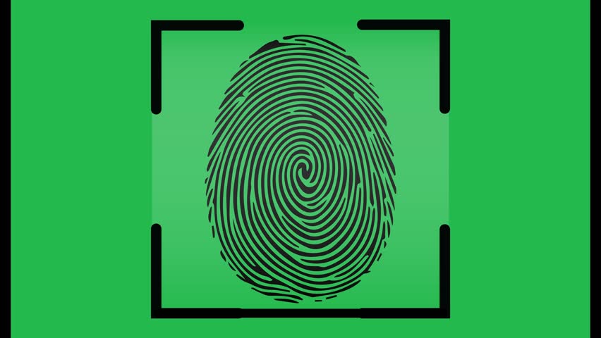 Biometric digital fingerprint scanning on green screen