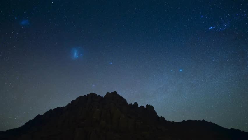 Majestic Mountain Silhouette Under Starry Night Sky