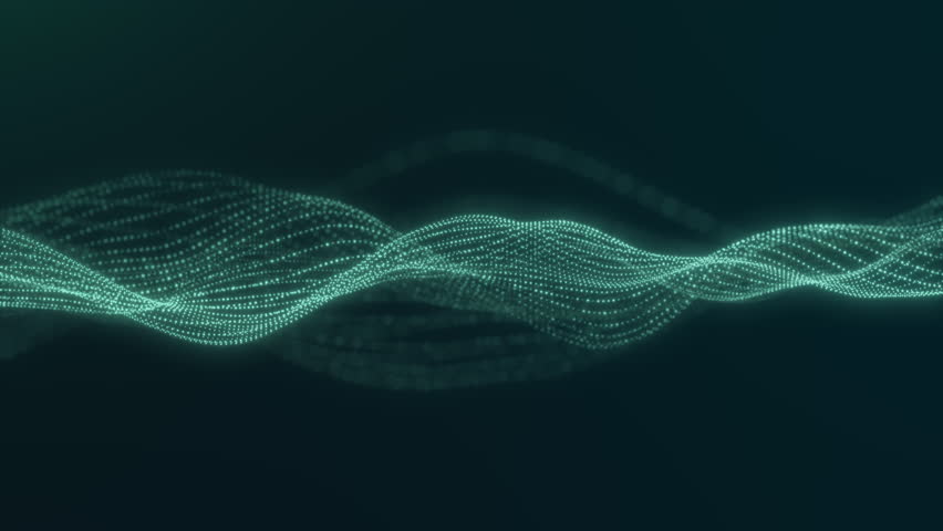 Abstract glowing wave of digital particles flowing in motion on dark background. Futuristic data stream animation with depth of field. 4K seamless loop for technology, science visuals. - Powered by Shutterstock - Get 15% off with code: PIKWIZARD15