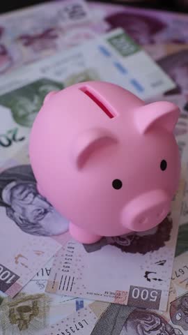 Money, Mexican currency, peso banknotes. Conceptual financial background in the form of Mexican pesos